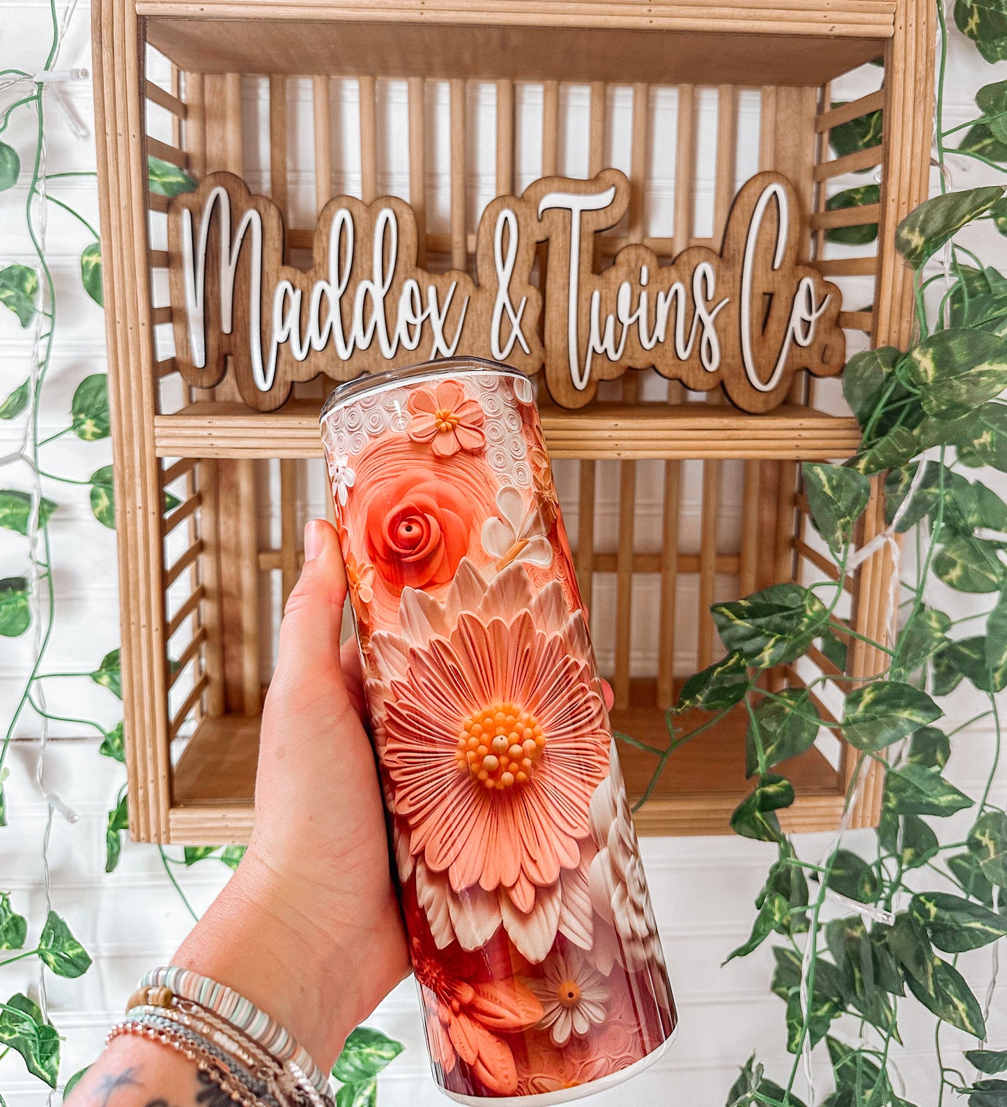 3D Pastel Flower Tumbler