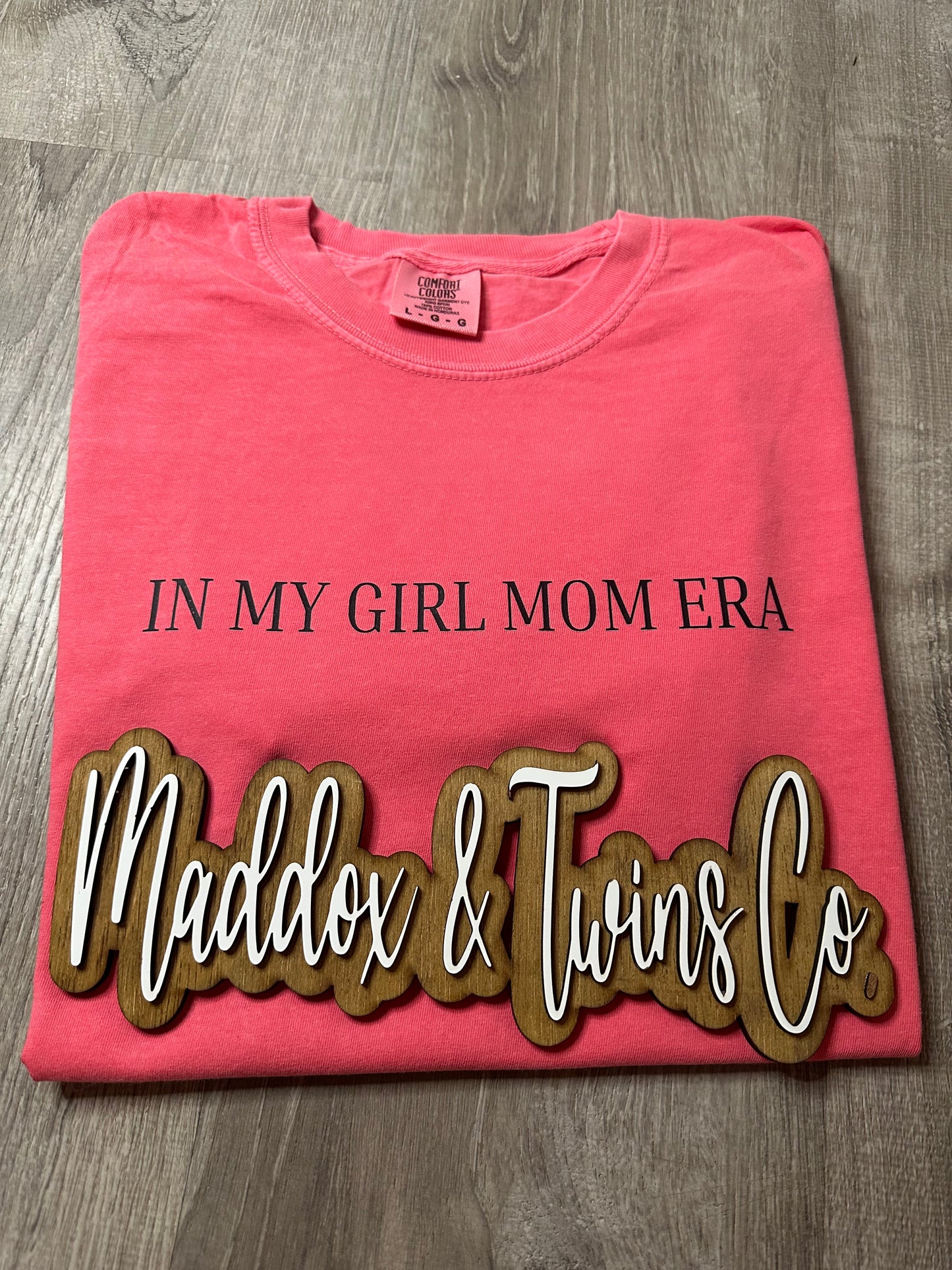 In my BOY/GIRL MOM ERA Tee