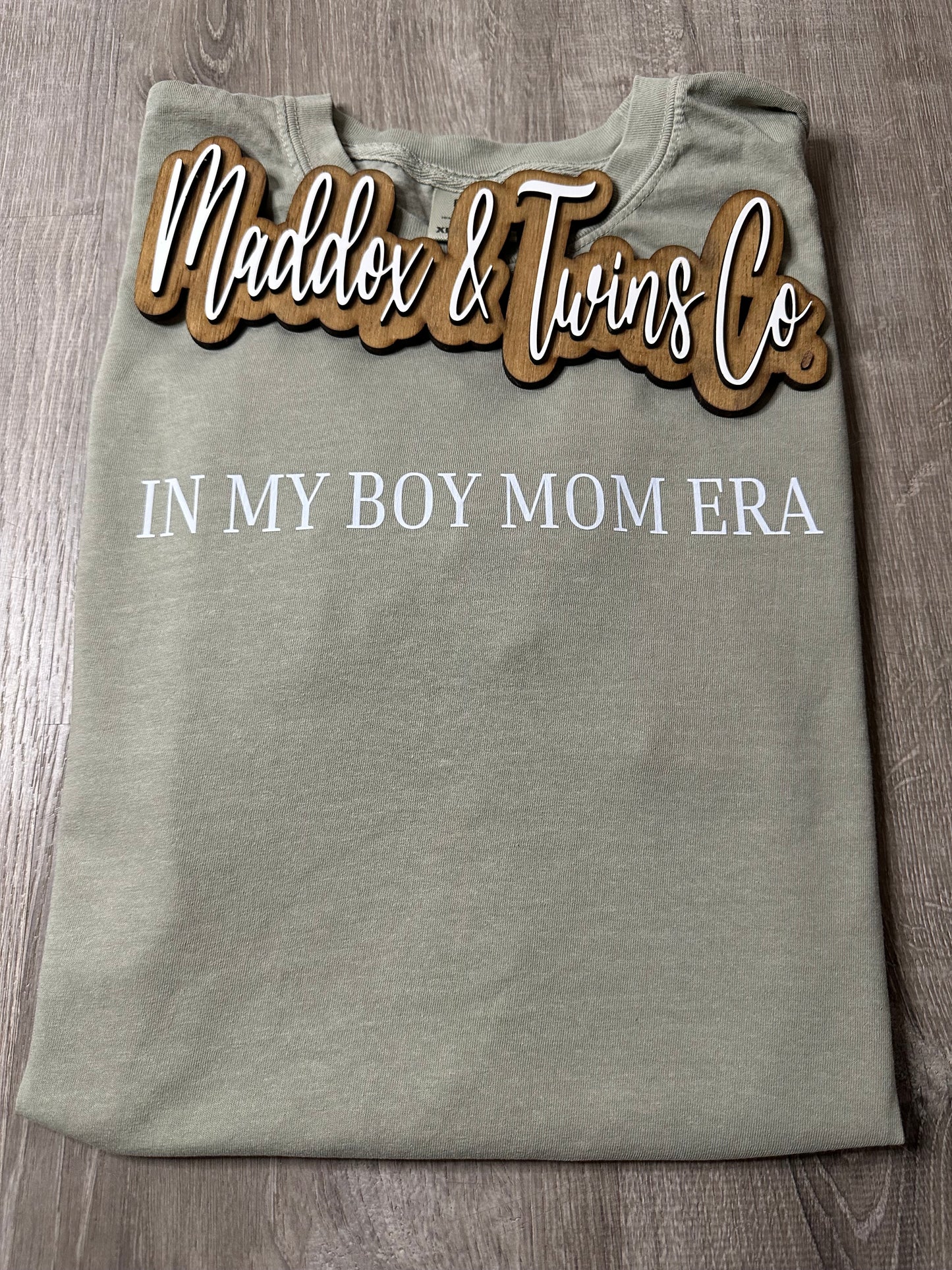 In my BOY/GIRL MOM ERA Tee
