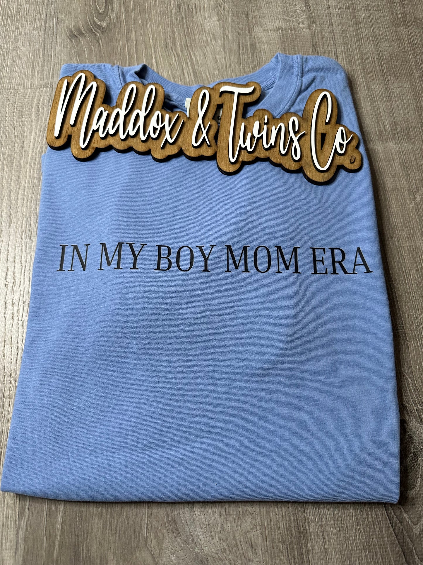 In my BOY/GIRL MOM ERA Tee
