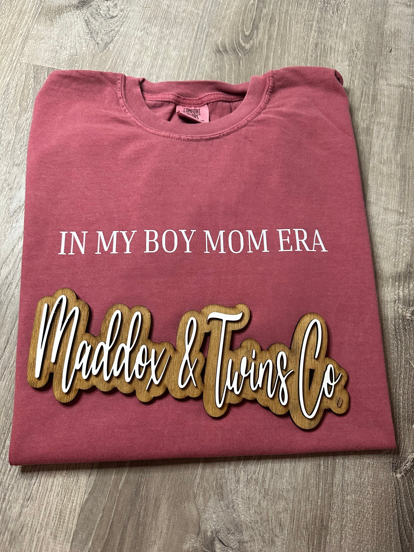 In my BOY/GIRL MOM ERA Tee